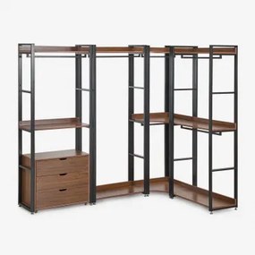 Open Modulaire Hoekkast Van 4 Stuks In Staal En Hout Ariaster Zwart - Sklum