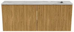 Mondiaz Joya DLux 100cm toiletmeubel oak met wastafel faye rechts zonder kraangat glace