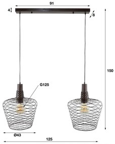 Dubbele Hanglamp Staaldraad