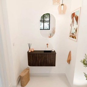 Mondiaz Joya 80cm toiletmeubel ronding links walnut met wastafel faye rechts zonder kraangat urban