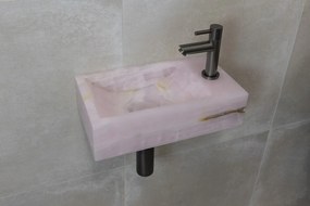 Saniclear Pink Onyx fonteinset met rechte kraan in gunmetal