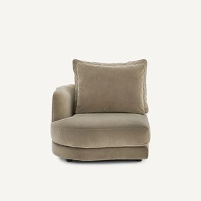 Halve bank links, modulair, van stonewashed fluweel, TIBERIO
