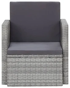 vidaXL Tuinstoel met kussens poly rattan grijs