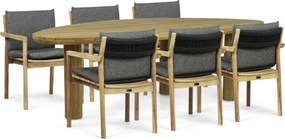 Tuinset 6 personen 240 cm Teak Old teak greywash Santika Furniture Santika