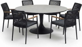 Flair Salta dining tuinset 158xH75 cm 7 delig antraciet keramiek