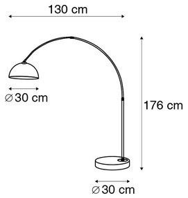 Moderne booglamp messing met witte kap - Arc Basic Modern E27 rond Binnenverlichting Lamp
