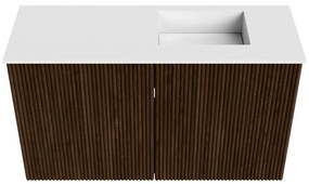 Mondiaz Joya 70cm toiletmeubel walnut met wastafel faye rechts zonder kraangat talc