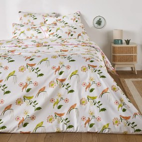 Kussensloop in percalkatoen, vogel- en bloemenprint, NORA