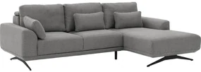 Goossens Excellent Bank Princess Met Elektrisch Uitschuifbaar Zitvlak grijs, stof, 3-zits, elegant chic met chaise longue rechts