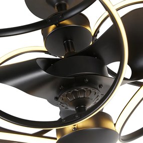 Design Plafondventilator met lamp zwart met afstandsbediening incl. LED - Kauv Design rond Binnenverlichting Lamp