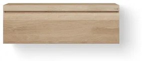 Looox Wood collection Wooden Drawer BoX ladenkast met 1 lade 120x45x46cm met softclose eiken old grey WDB1200