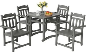 VEVOR 5-delige tuinmeubelset, balkonmeubelset, 1 tafel + 4 stoelen, 150 kg / 150 kg zitgroep, weerbestendig, zonwerend, eetgroep, tuinset, modern balkonmeubilair, lichtgrijs
