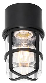 Plafond- en wandlamp zwart met heldere kap IP54 - Kiki
