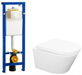Wiesbaden Vesta toiletset spoelrandloos 52cm inclusief Wisa toiletreservoir en softclose toiletzitting met Argos bedieningsplaat wit 0704406/sw65812