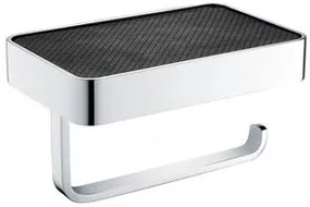 Eastbrook Vercelli messing toiletrolhouder met leren plankje chroom