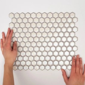 The Mosaic Factory Barcelona mozaïektegel - 26x30cm - wandtegel - Zeshoek/Hexagon - Porselein Soft White with edge Glans AFH23022