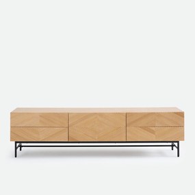TV-meubel van fineer, fronten met reliëf, breedte 180 cm, JEREM