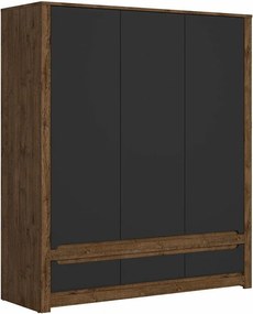 Kledingkast Ophevaru 119, April eiken, Matzwart, 205x179x61cm, 182 kg, Kledingkast deuren: Met scharnieren, Aantal planken: 5, Aantal planken: 5