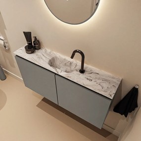 Mondiaz Ture DLux toiletmeubel 100cm smoke met wastafel glace midden met kraangat