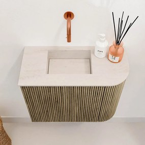 Mondiaz Joya DLux 50cm toiletmeubel ronding rechts dusk met wastafel faye links zonder kraangat meli