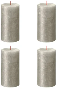 Bolsius Stompkaarsen Shimmer 4 st rustiek 130x68 mm champagnekleurig