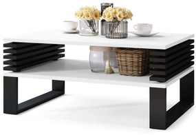 GOKEE wit mat/zwart mat - moderne salontafel met legplank