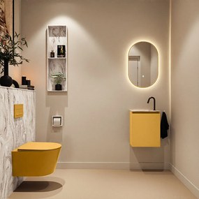 Mondiaz Ture DLux toiletmeubel 40cm ocher met wastafel glace links met kraangat