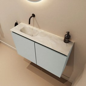 Mondiaz Ture DLux toiletmeubel 80cm greey met wastafel ostra links zonder kraangat