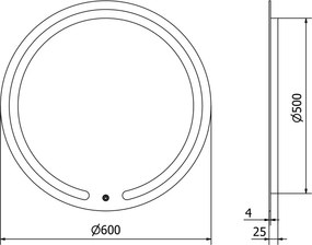 Mexen Rose verlichte badkamer spiegel, rond 60 cm, LED 6000K, anti-condens - 9810-060-060-611-00