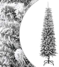 vidaXL Kunstkerstboom met sneeuw smal 210 cm PVC en PE