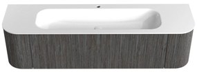 Mondiaz Kurve 170cm badmeubel ronding links/rechts shadow met 1 lade en 2 deuren en wastafel big large midden 1 kraangat