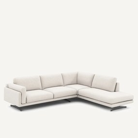 Hoekbank met longchair, in gespikkeld canvas, CÉSAR