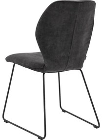 Goossens Eetkamerstoel Hera antraciet velvet stof leuning, modern design