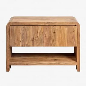 Vacry Houten Badkamermeubelset Acacia Bruin & Without Sink & Ovaal Led En Anticondens 100x80 Cm Riben & Zonder Kraan & ↔︎ 90 Cm - Sklum