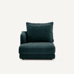 Halve bank links, afgerond, modulair, van chenillefluweel, TIBERIO