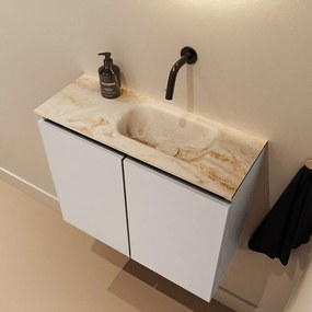 Mondiaz Ture DLux toiletmeubel 60cm linen met wastafel frappe rechts zonder kraangat