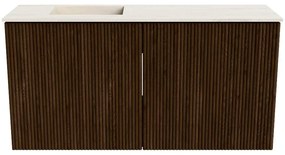 Mondiaz Joya DLux 80cm toiletmeubel walnut met wastafel faye links 1 kraangat meli