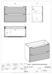 Comad Nova White onderkast met 2 lades 80x40x60cm wit