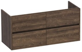 BRAUER Nexxt Wastafelonderkast - 120x46x55cm - 4 greeploze softclose lades - 2 sifonuitsparingen - MFC - burned bark 1786