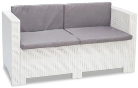 Tweezitsbank van kunststof rotan Colorado wit Bica