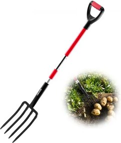 VEVOR mestvork, 4-punts hooivork met glasvezel handvat, 1150 mm mestvork, Y-handvat mestvork, gesmede stalen spitvork voor hooi, aardappelcompostering, verplanten en beluchting
