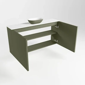 Mondiaz Fowy toiletmeubel 100cm army met legergroene waskom midden en kraangat