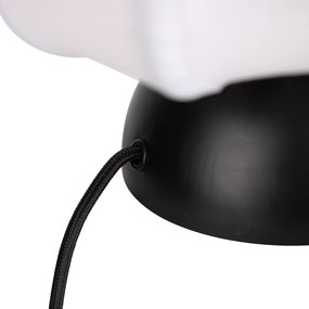 Stoffen Japandi tafellamp zwart met witte kap - NoriJapandi E27 Scandinavisch rond Binnenverlichting Lamp