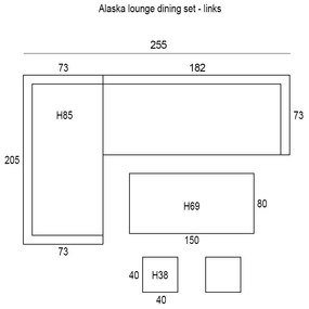 Garden Impressions Alaska lounge dining set 5-delig links - light teak vironwood
