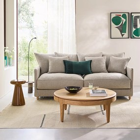 Ronde salontafel, massief eiken en fineer, 2 lades, SANARA