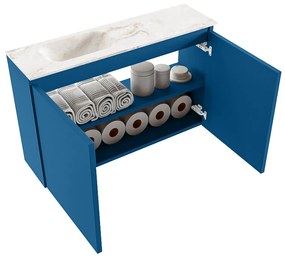 Mondiaz Ture DLux toiletmeubel 80cm jeans met wastafel frappe links zonder kraangat