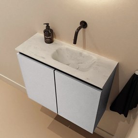 Mondiaz Ture DLux toiletmeubel 60cm plata met wastafel opalo rechts zonder kraangat