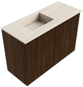 Mondiaz Joya DLux 60cm toiletmeubel walnut met wastafel faye links zonder kraangat meli
