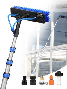 VEVOR Telescopische wasborstel met telescopische steel, 6 m lange telescopische steel met uitschuifbare steel, 180° draaibare borstelkop en 20 m slang, voor huishoudelijk en buitengebruik voor caravanzonnepanelen.