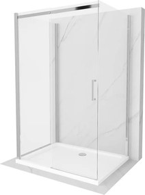 Mexen Omega-3S 3-zijdige douchecabine, schuifbaar 100x80 cm, transparant, chroom + Flat douchebak - 825-100-080-01-00-3s-4010